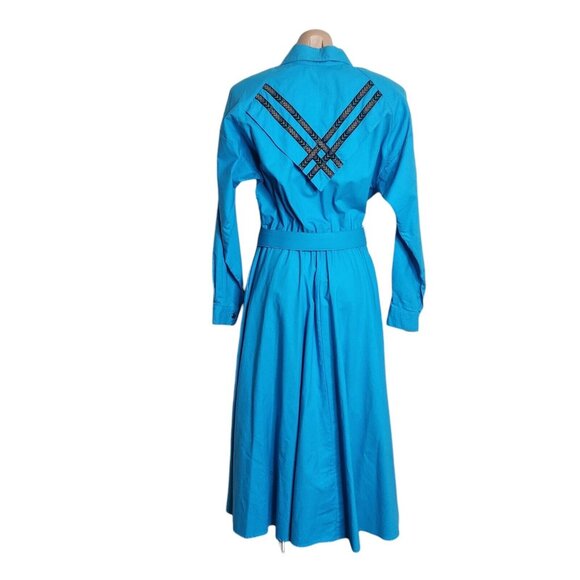 Vintages Lilia Smitty Exclusive Western Cowgirl Rodeo Turquoise Dress Size 11/12 - Picture 11 of 15